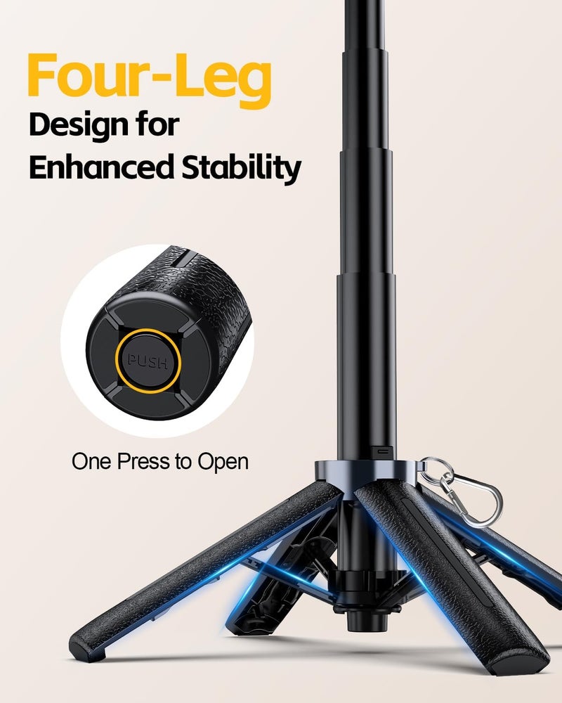 UBeesize Mini Selfie Stick Tripod with Rechargeable Remote – Pocket-Size Travel Phone Stand w/Hook, 360° Rotating Holder, Lightweight Tripod for iPhone/Android, Vlogging, TikTok & Live Streaming - Image 5